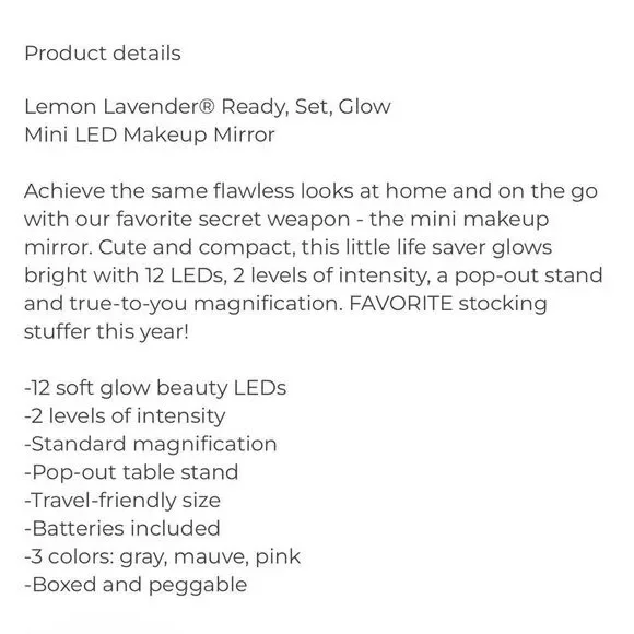 Lemon Lavender LED Light Up Mini Mirror (set of two) - Picture 5 of 7